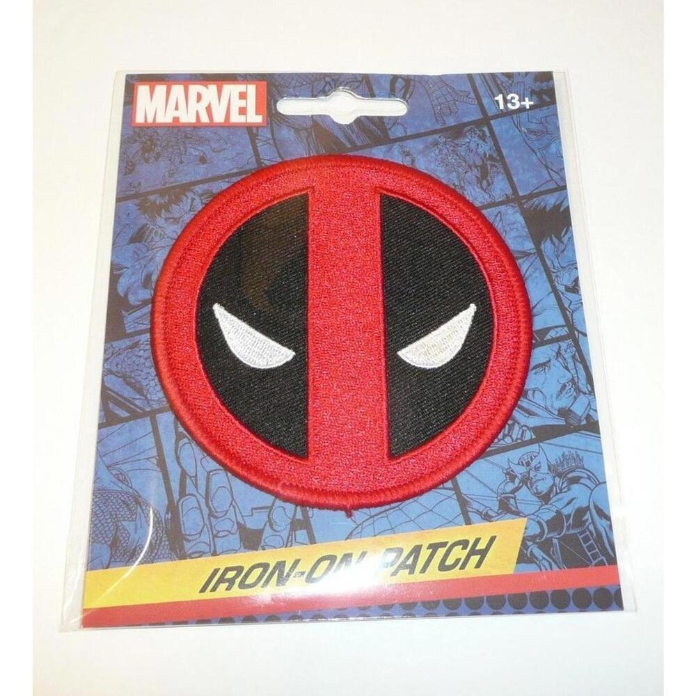 Deadpool Logo Iron On Patch Face 3.5" Marvel Comics ATA-Boy Inc Red Black